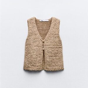 Zara Beige Knit Sleeveless Top